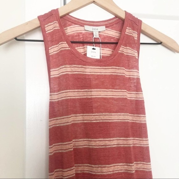 JOIE Tropic Red Striped 100% Linen Brellen Sleevelss Maxi Dress Size Small NEW - Picture 6 of 11